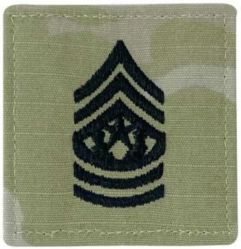 Army embroidered OCP rank insignia with hook: Command Sergeant Major