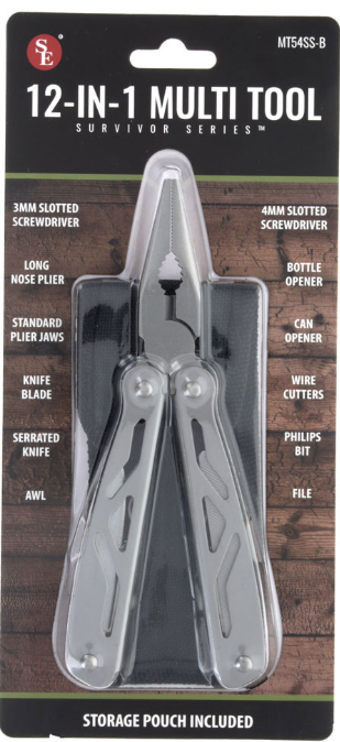 6"/12-IN-1 Stainless Steel Multi-Functional Multi Tool/ With Nylon Pouch