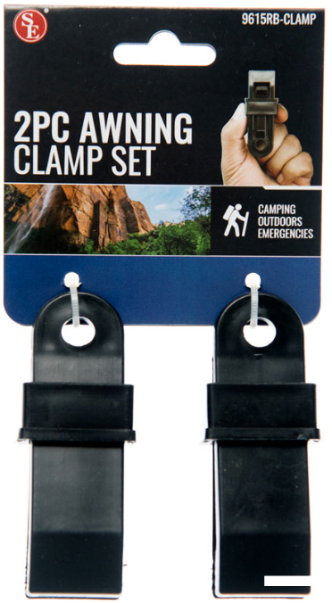 2-Piece Durable Black Plastic Awning Clamp set