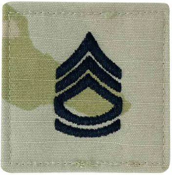 Army embroidered OCP rank insignia with hook: Sergeant First Class