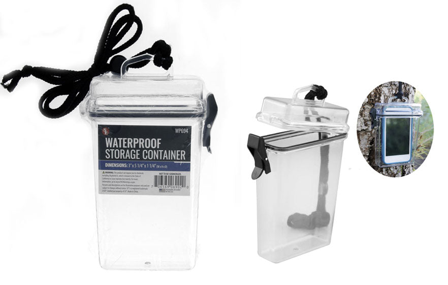 Clear Waterproof Storage Container In Translucent with Lanyard (5 1/4"x3"x1 1/4")