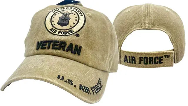 AIR FORCE EMBLEM KHAKI VETERAN CAP