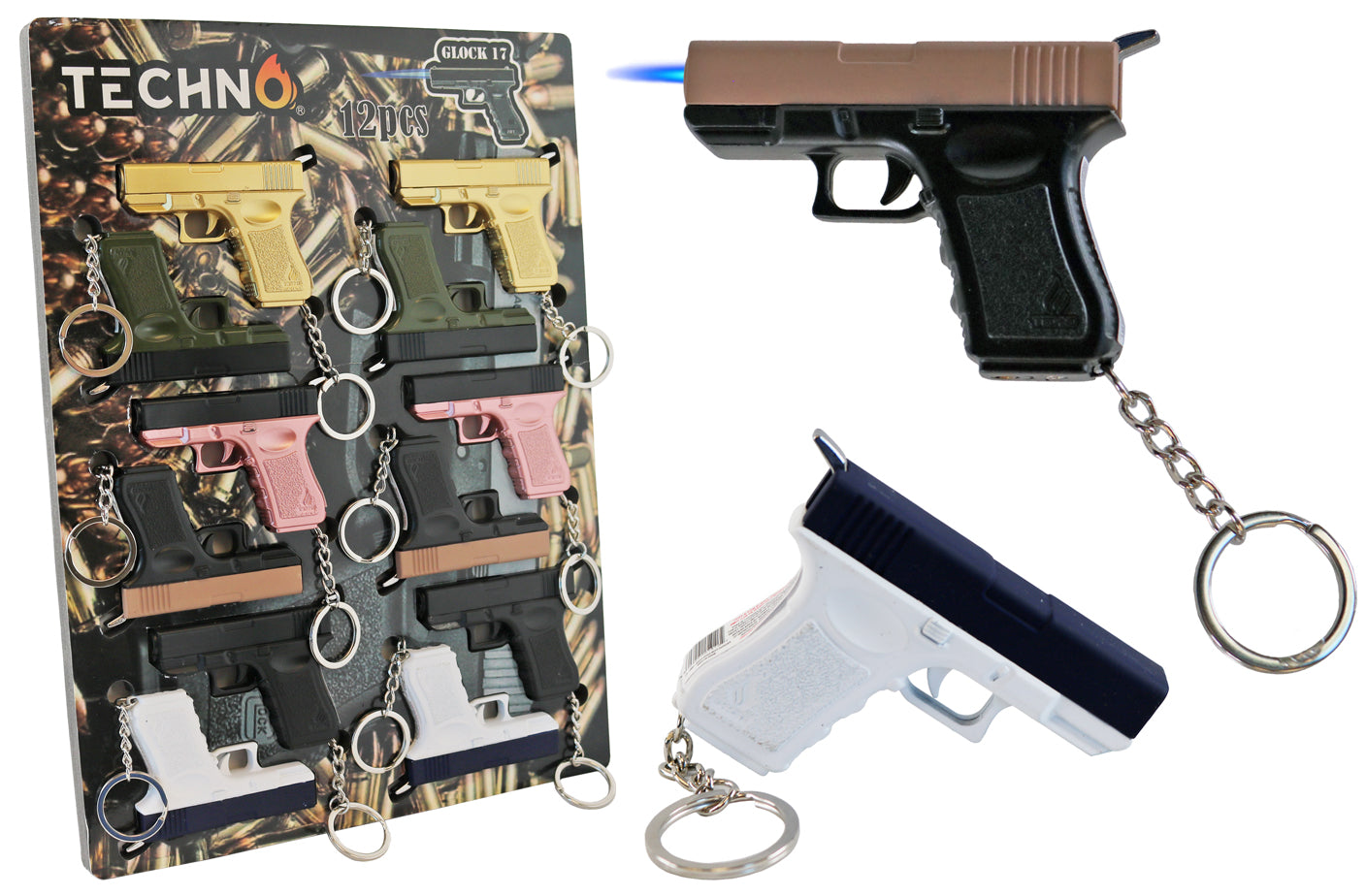Gun Torch Lighter with Keychain