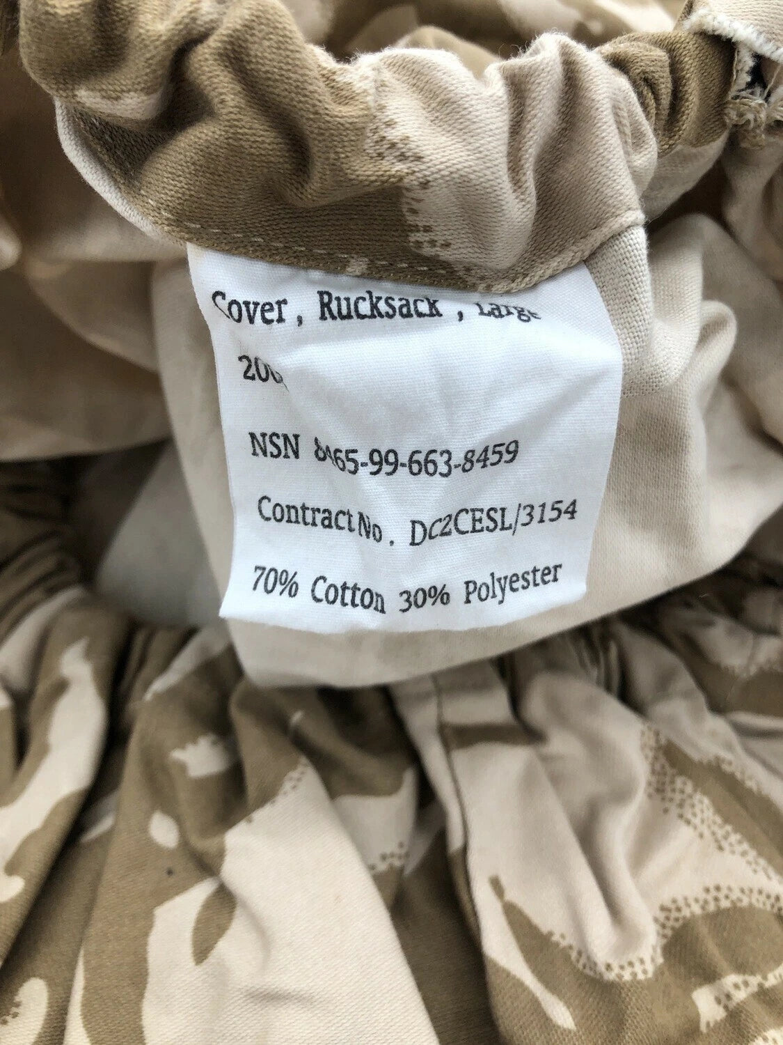 BRITISH DPM MILITARY DESERT CAMOUFLAGE LARGE RUCKSACK COVER