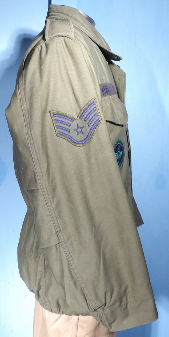 VINTAGE US ARMY 1980S COLD WEATHER FIELD COAT M-65 OG-107 MEDIUM SHORT