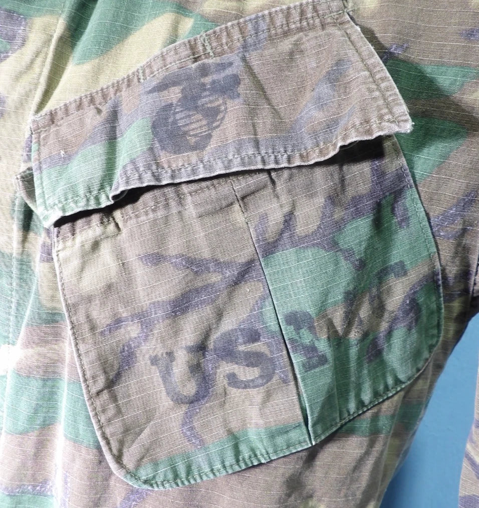 VINTAGE USMC ERDL SLANT POCKET POPLIN SHIRT SMALL REGULAR