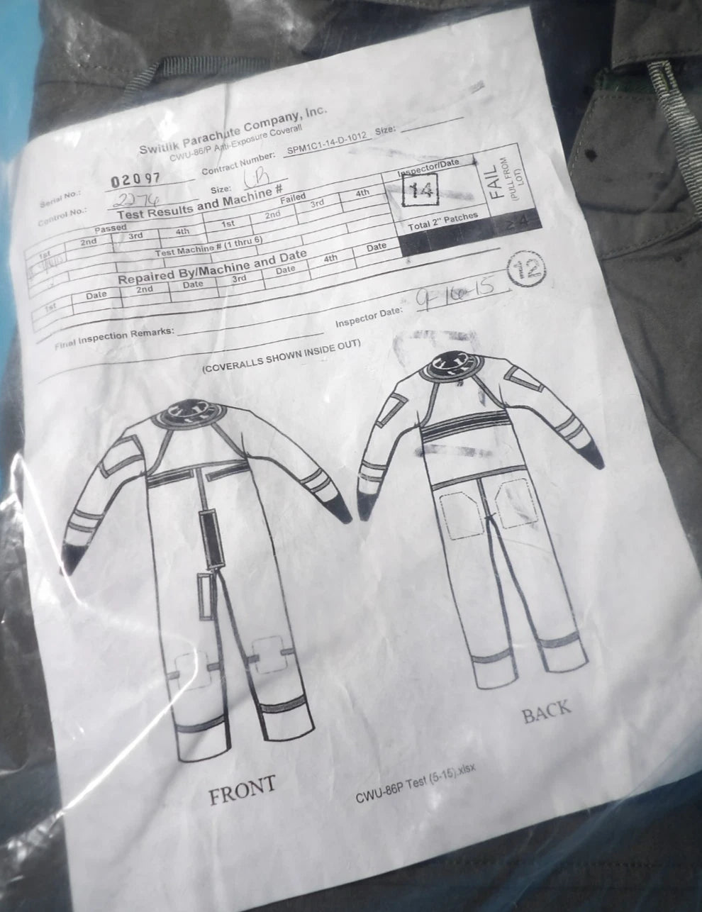 ANTI-EXPOSURE RUGGEDIZED COVERALLS CWU-86P LARGE REGULAR