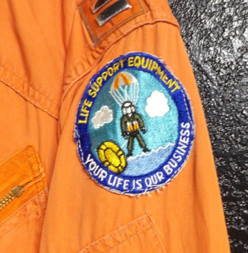 VINTAGE ORANGE USAF K-2B LIGHT FLIGHT SUIT VIETNAM ERA COVERALLS MEDIUM