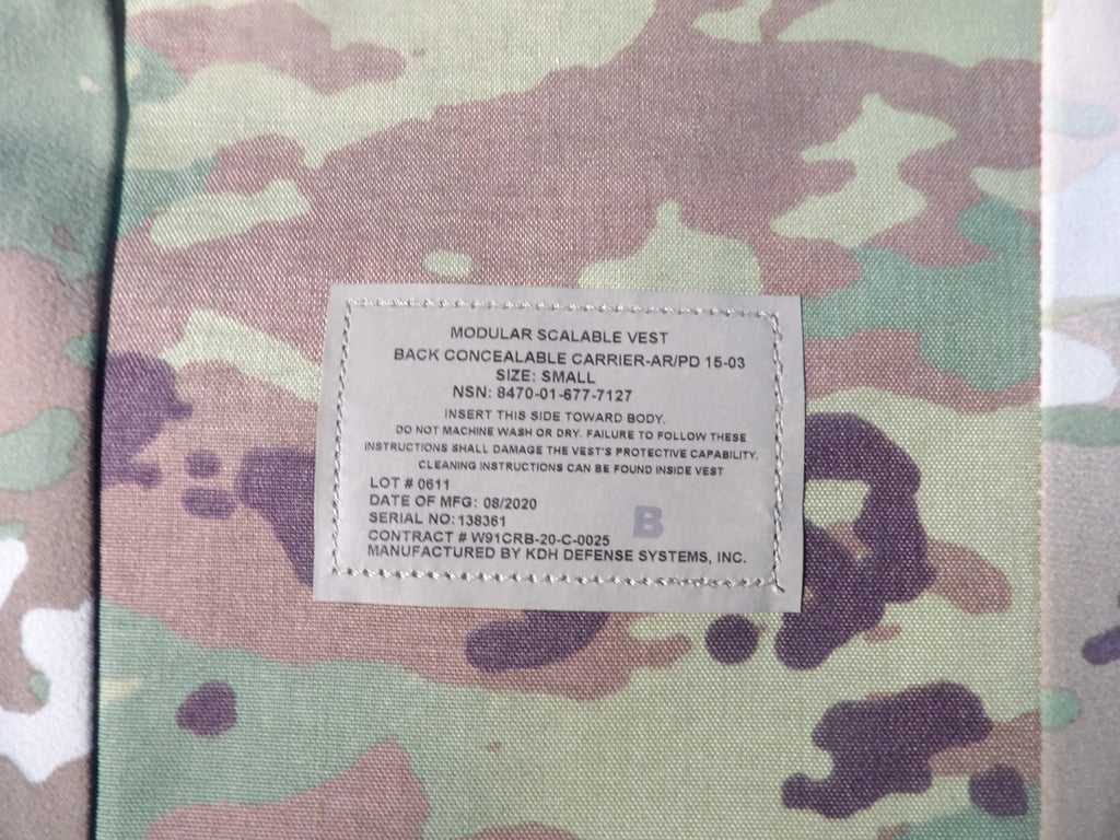 MSV KDH MODULAR SCALABLE VEST CONCEALABLE CARRIER AR/PD 15-03 OCP/MULTICAM SMALL