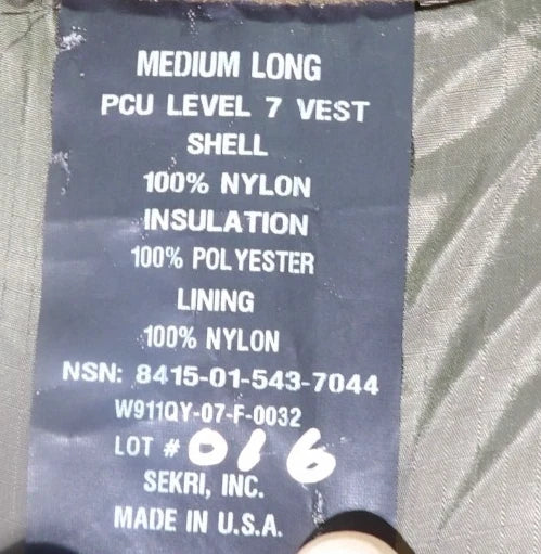 SEKRI INC PCU LEVEL 7 PUFFY VEST MEDIUM LONG