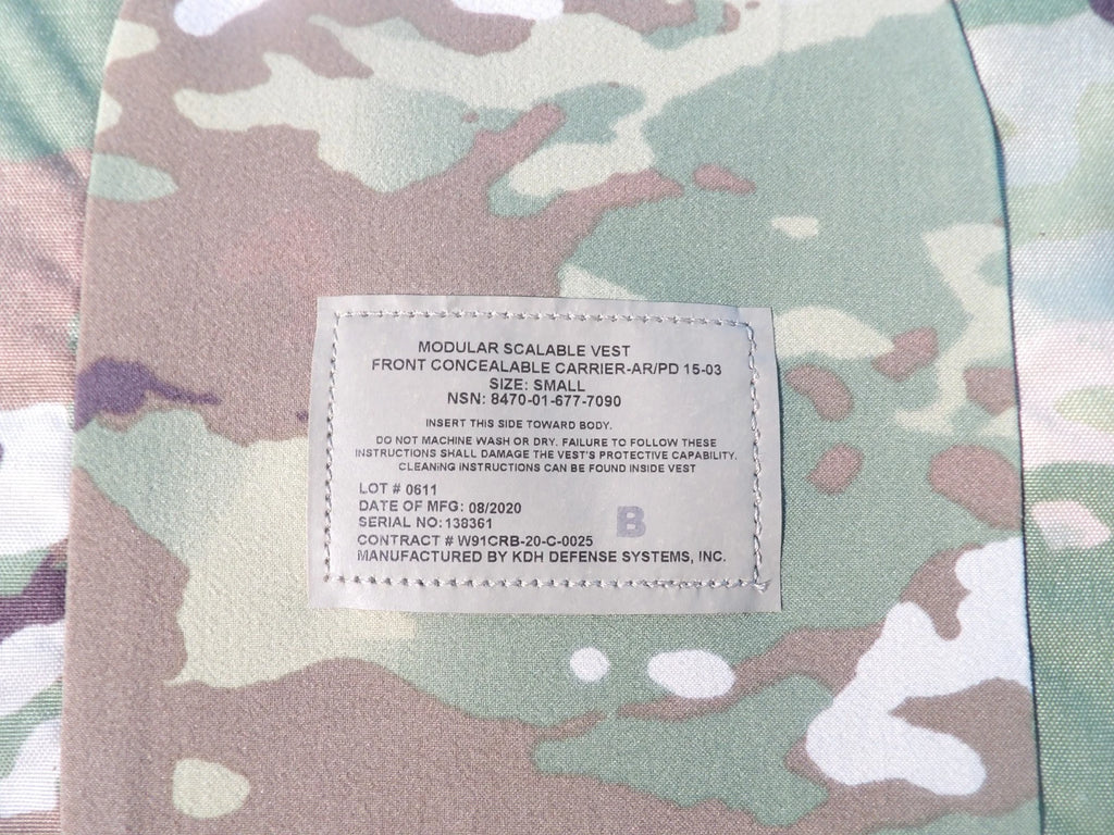 MSV KDH MODULAR SCALABLE VEST CONCEALABLE CARRIER AR/PD 15-03 OCP/MULTICAM SMALL