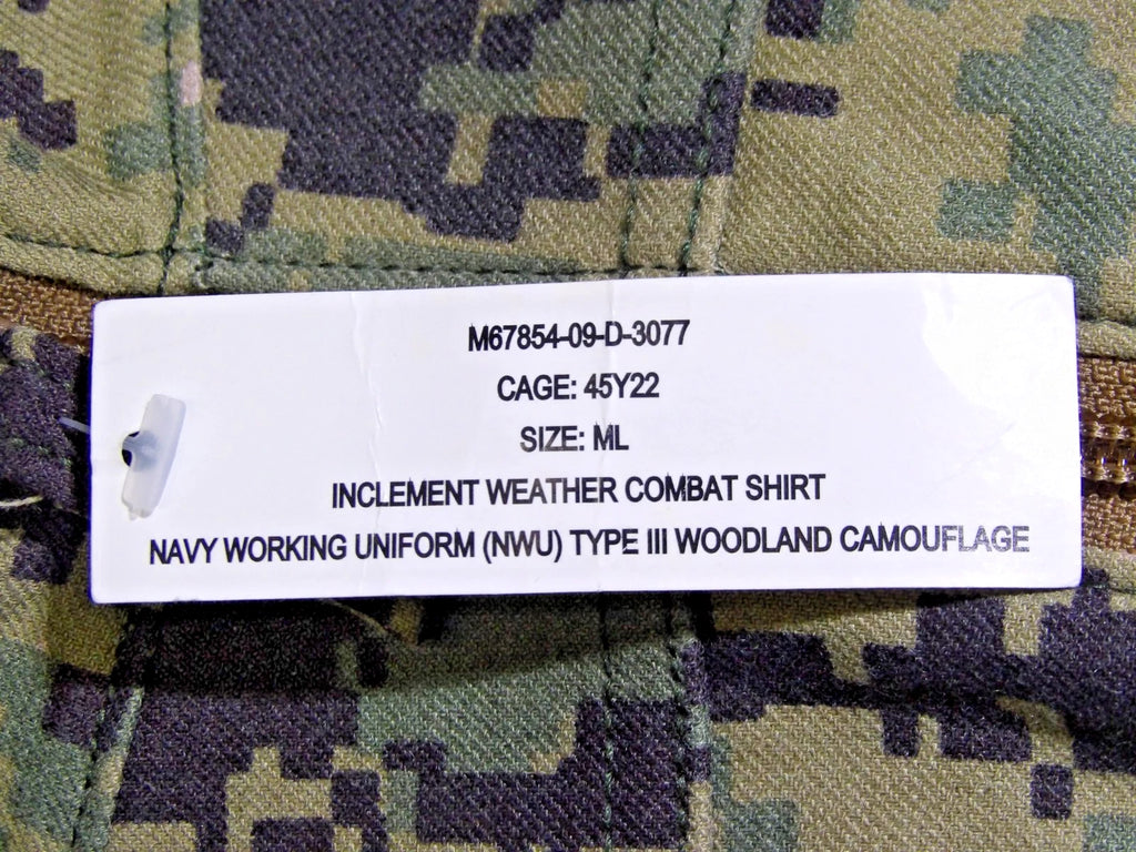 NAVY AOR2 TYPE III INCLEMENT WEATHER COMBAT SHIRT FROG MEDIUM LONG