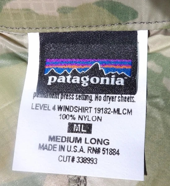 PATAGONIA PCU LEVEL 4 WINDSHIRT MUTLICAM STYLE 19182 MEDIUM LONG