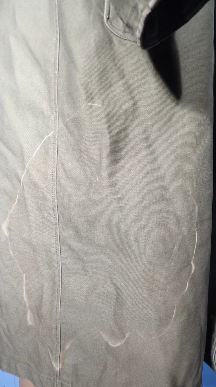 MENS ARMY OG 107 COTTON SATEEN OVERCOAT OG 107 W/ BELT SZ SMALL/SHORT