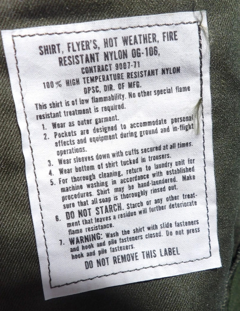 US VIETNAM 2 PIECE FLIGHT SUIT FLYERS HW SHIRT & PANTS MEDIUM SHORT OG106