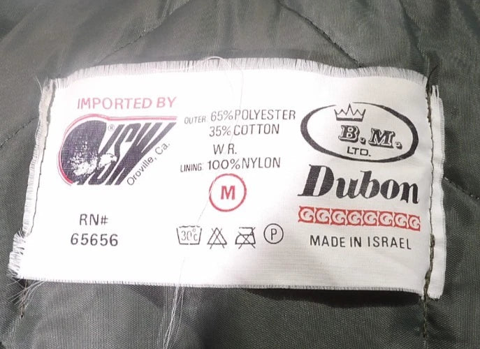 IDF ISRAELI ARMY DUBON WINTER COAT QUILTED LINER OLIVE GREEN MEDIUM