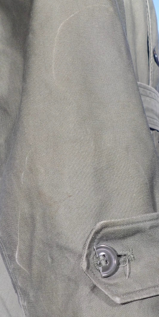 MENS ARMY OG 107 COTTON SATEEN OVERCOAT OG 107 W/ BELT SZ SMALL/SHORT
