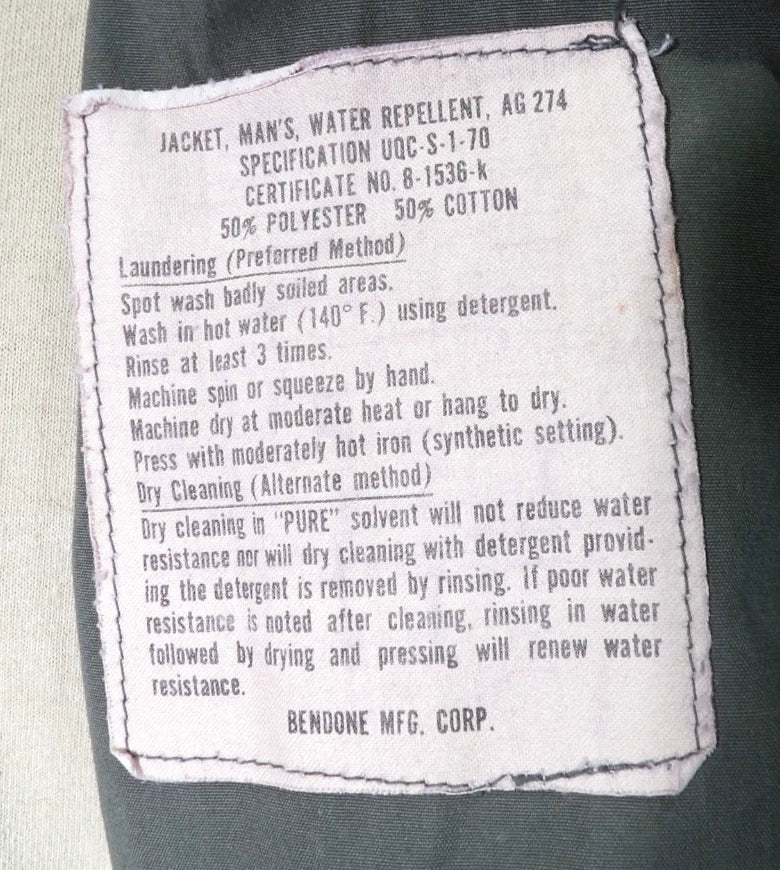 US ARMY AG217 WATER REPELLENT JACKET SIZE 46R OD GREEN