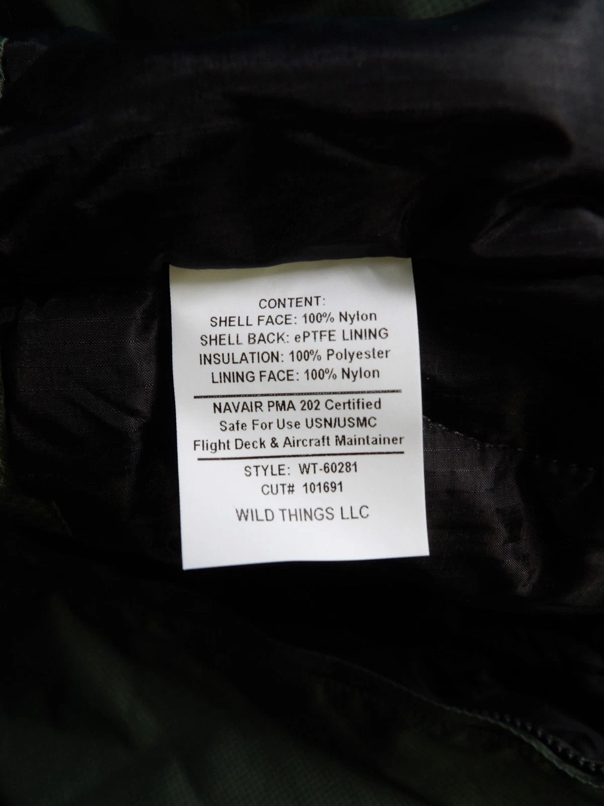 WILD THINGS TACTICAL NAVAIR JACKET FLIGHT DECK AIRCREW WT-60281 MEDIUM