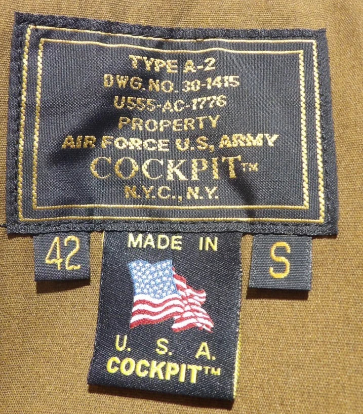COCKPIT USA USAF 21ST CENTURY A-2 LEATHER BOMBER JACKET Z21V41 42S