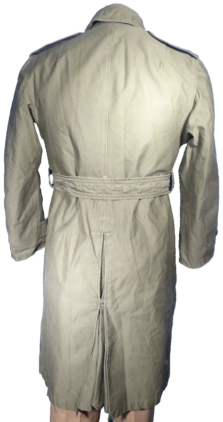 MENS ARMY OG 107 COTTON SATEEN OVERCOAT OG 107 W/ BELT SZ SMALL/SHORT