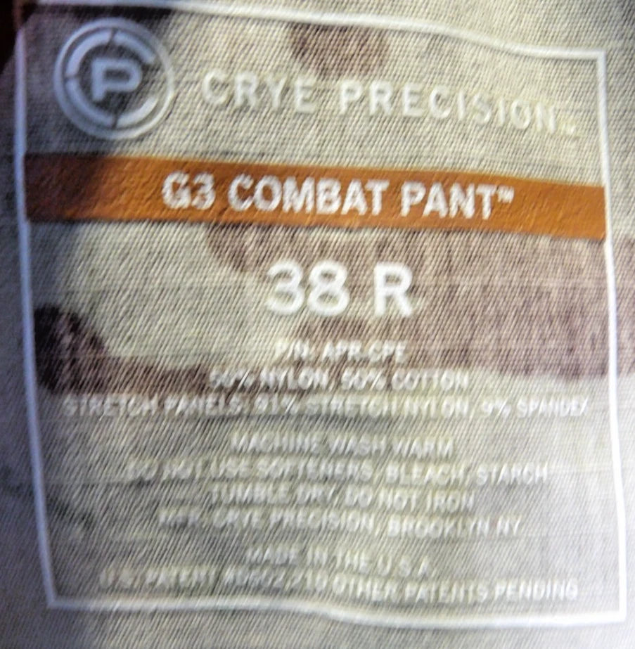 CRYE PRECISION G3 COMBAT PANTS 38 REG W/ KNEEPADS MULTICAM