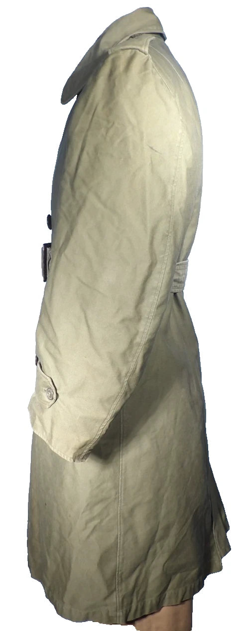 MENS ARMY OG 107 COTTON SATEEN OVERCOAT OG 107 W/ BELT SZ SMALL/SHORT