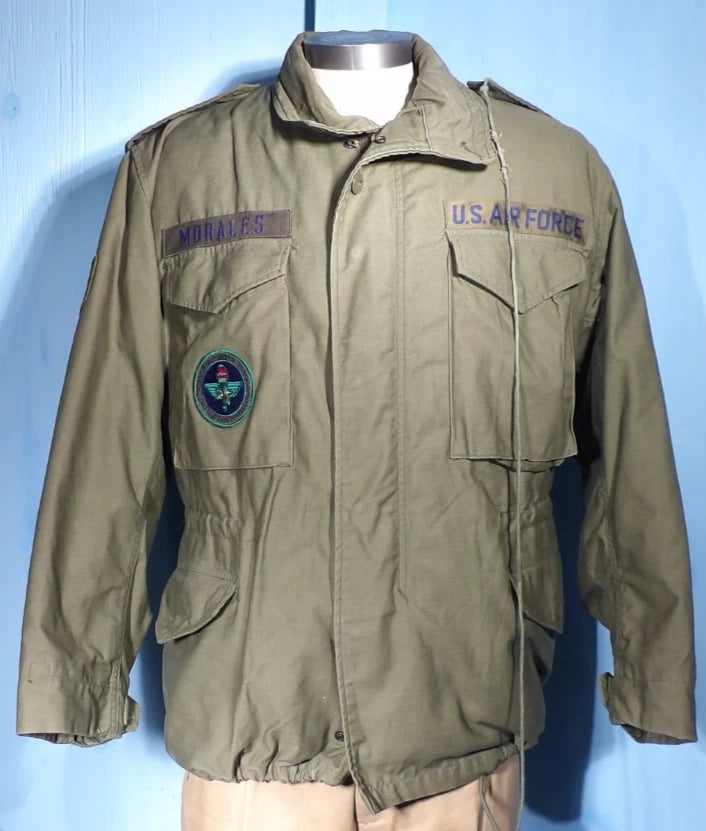 VINTAGE US ARMY 1980S COLD WEATHER FIELD COAT M-65 OG-107 MEDIUM SHORT