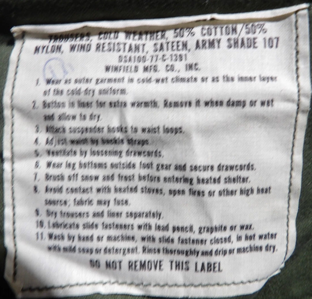 VINTAGE M65 PANTS ARMY COLD WEATHER VIETNAM PANTS 70S MEDIUM REGULAR