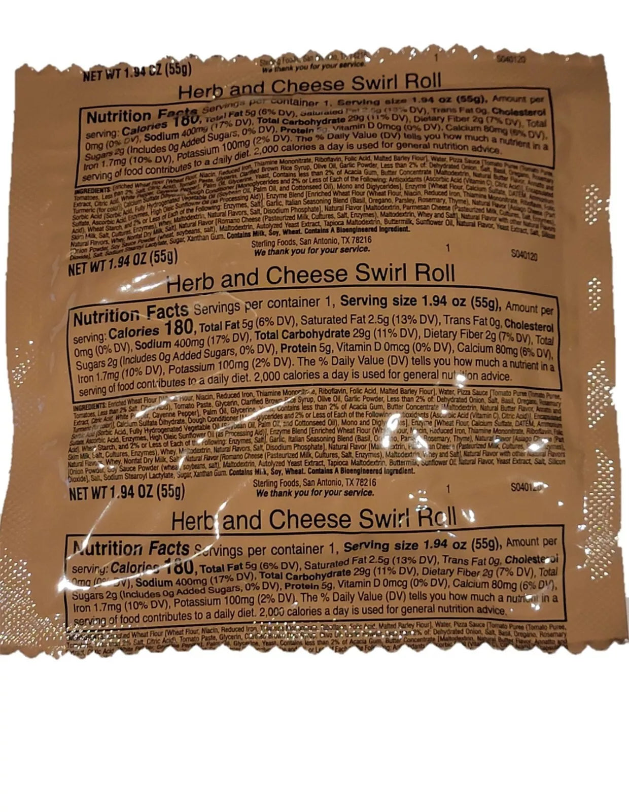 MRE Italian Herb and Cheese Swirl