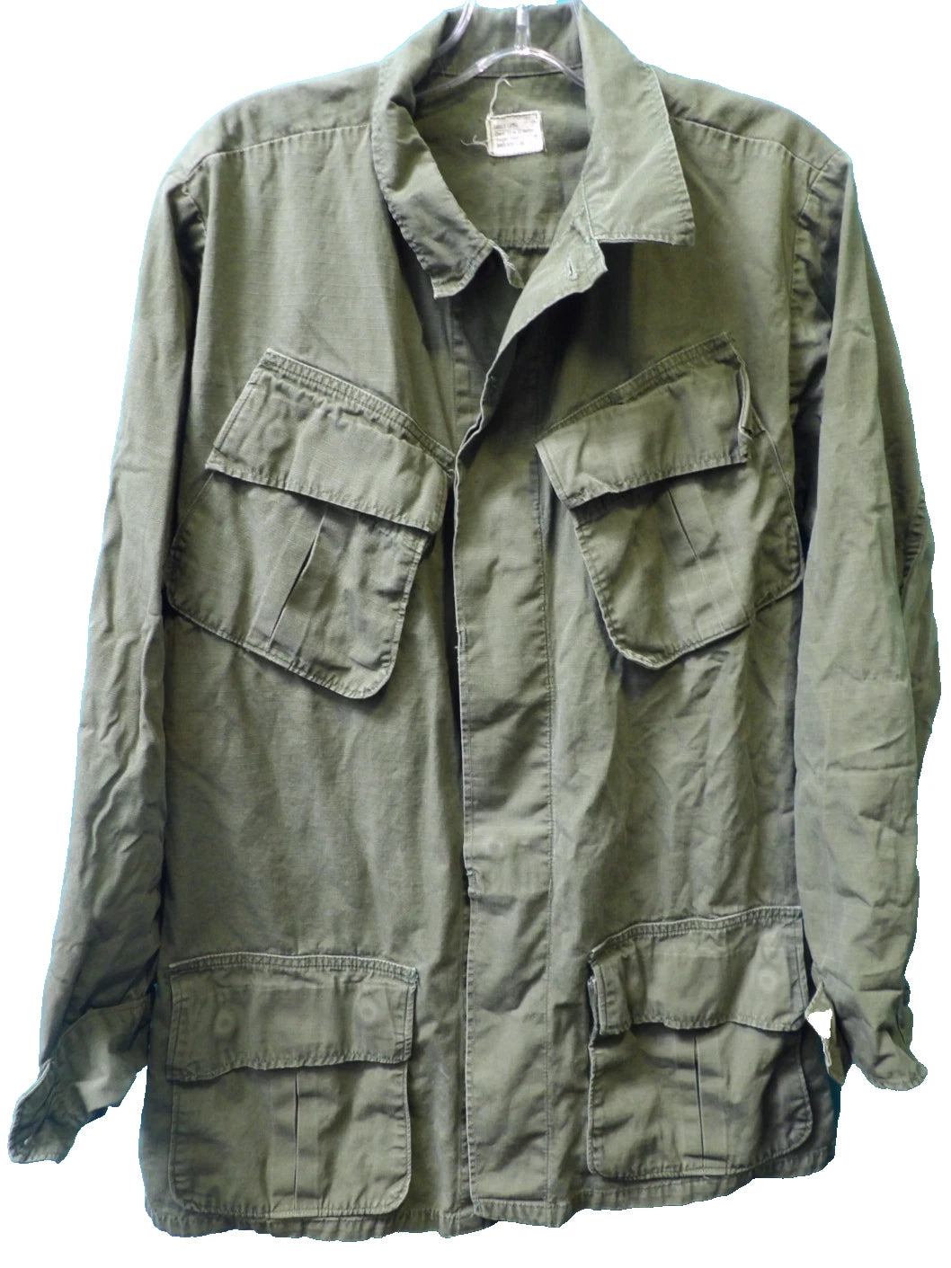 VIETNAM ERA OG107 RIPSTOP POPLIN COAT SHIRT TROPICAL JUNGLE DATED 69 SMALL LONG