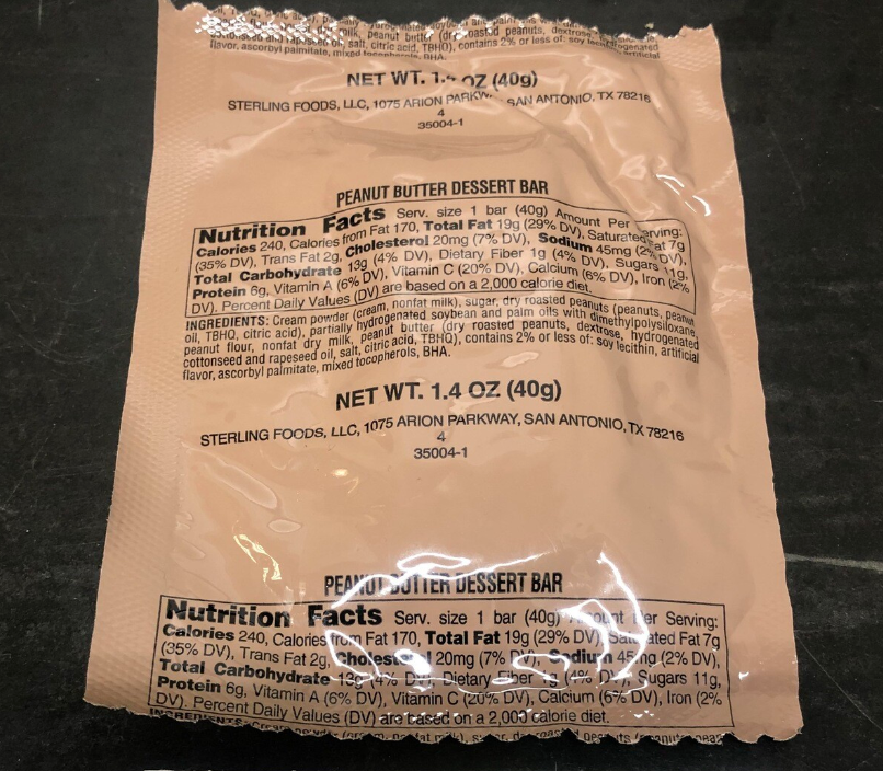 MILITARY MRE PEANUT BUTTER DESSERT BAR