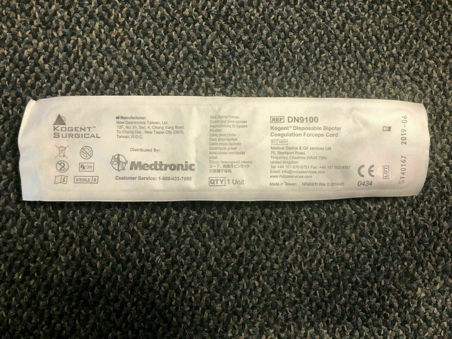 KOGENT SURGICAL BIPOLAR COAGULATED FORCEPS REPLACEMENT CORD MEDTRONIC MEDICAL