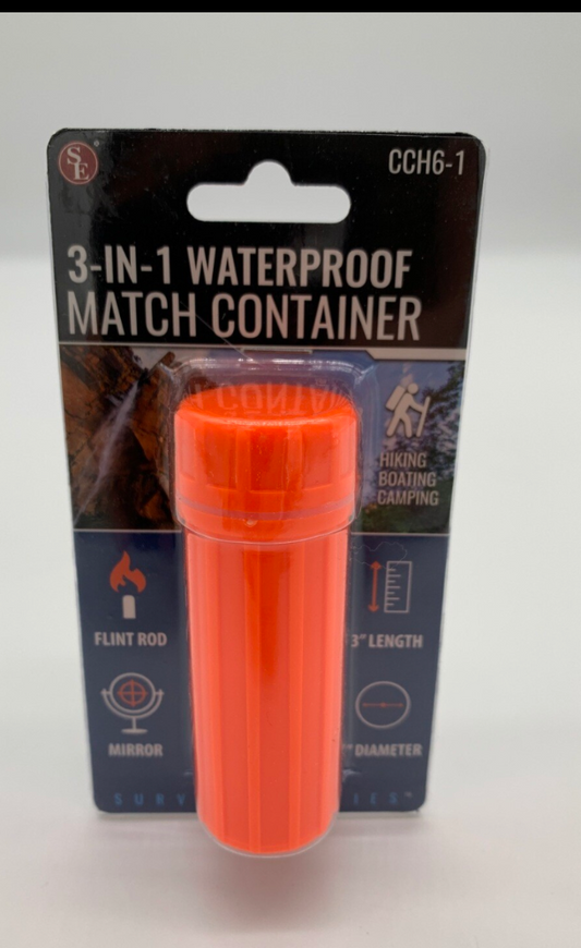 3-in-1 Waterproof Match Container Safety Fluorescent Orange