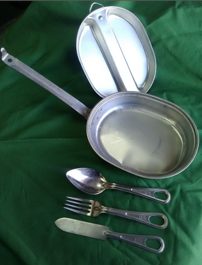 US MILITARY MESS KIT SET UTENSILS SILVERWARE KNIFE SPOON FORK P-51 CAN OPENER