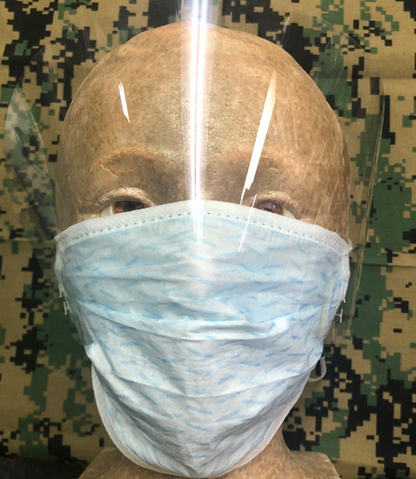DOUBLE TIE SURGICAL MASK W/ EYE GUARD