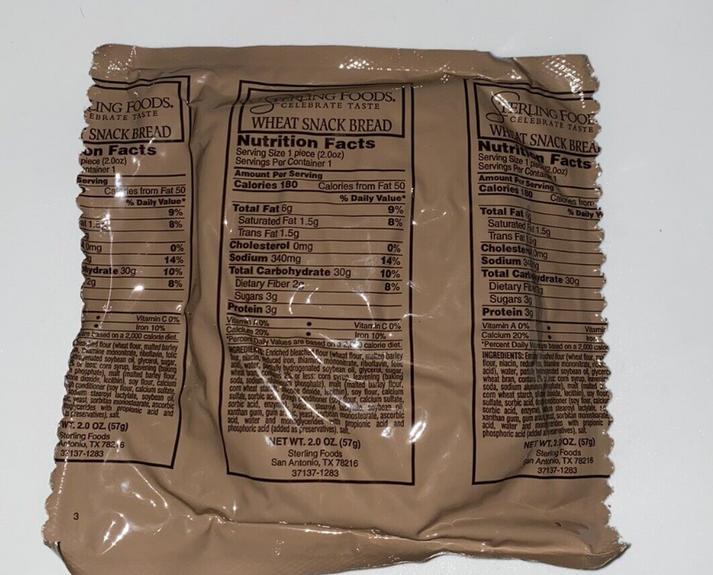 Military Mre Mres Wheat Snack Bread Armed Forces Supply