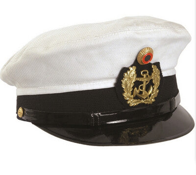 GERMAN WHITE NAVY VISOR HAT (USED)