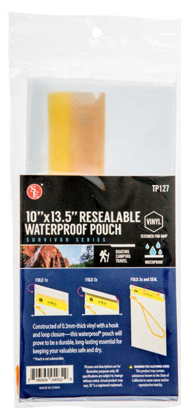 Waterproof Resealable Storage Pouch 10" x 13- 1/2"