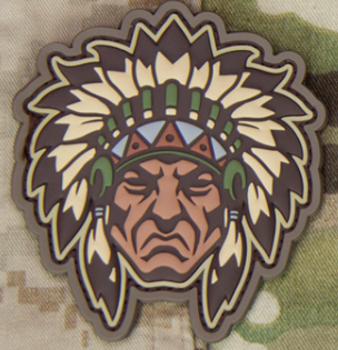 NATIVE AMERICAN WARRIOR HEAD PVC MORALE PATCH