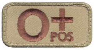 Patch Tactique Brodé O- NKA Blood Type - 4,5 X 4,5 Cm, Velcro, Pour Uniforme, Airsoft Ou Collection