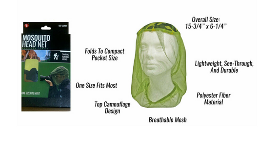 ONE SIZE CAMOUFLAGE MOSQUITO HEAD NET