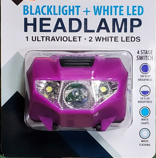 BLACKLIGHT & WHITE LED HEADLAMP