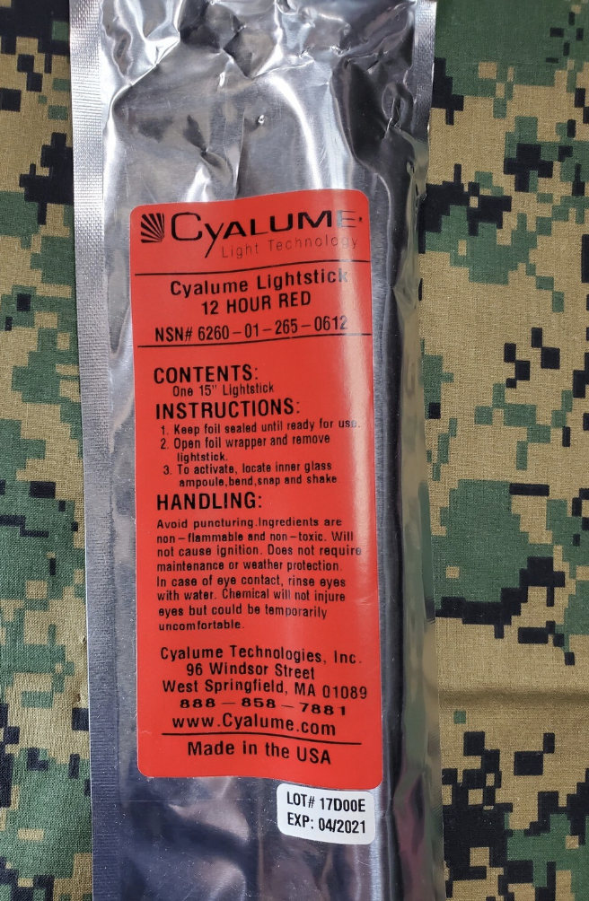 12 HOUR 15" CYALUME CHEM LIGHT